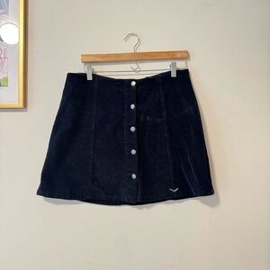 Superdry Black Corduroy Velour Button Up Skirt